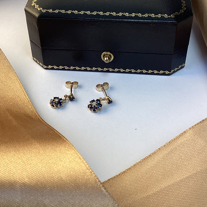 9ct Yellow Gold Sapphire Drop Earrings