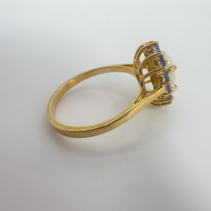9ct Yellow Gold Opal and Tanzanite Ring