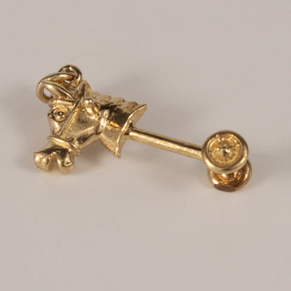 9ct Yellow Gold Rocking Horse Head Charm on Wheels
