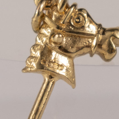 9ct Yellow Gold Rocking Horse Head Charm on Wheels