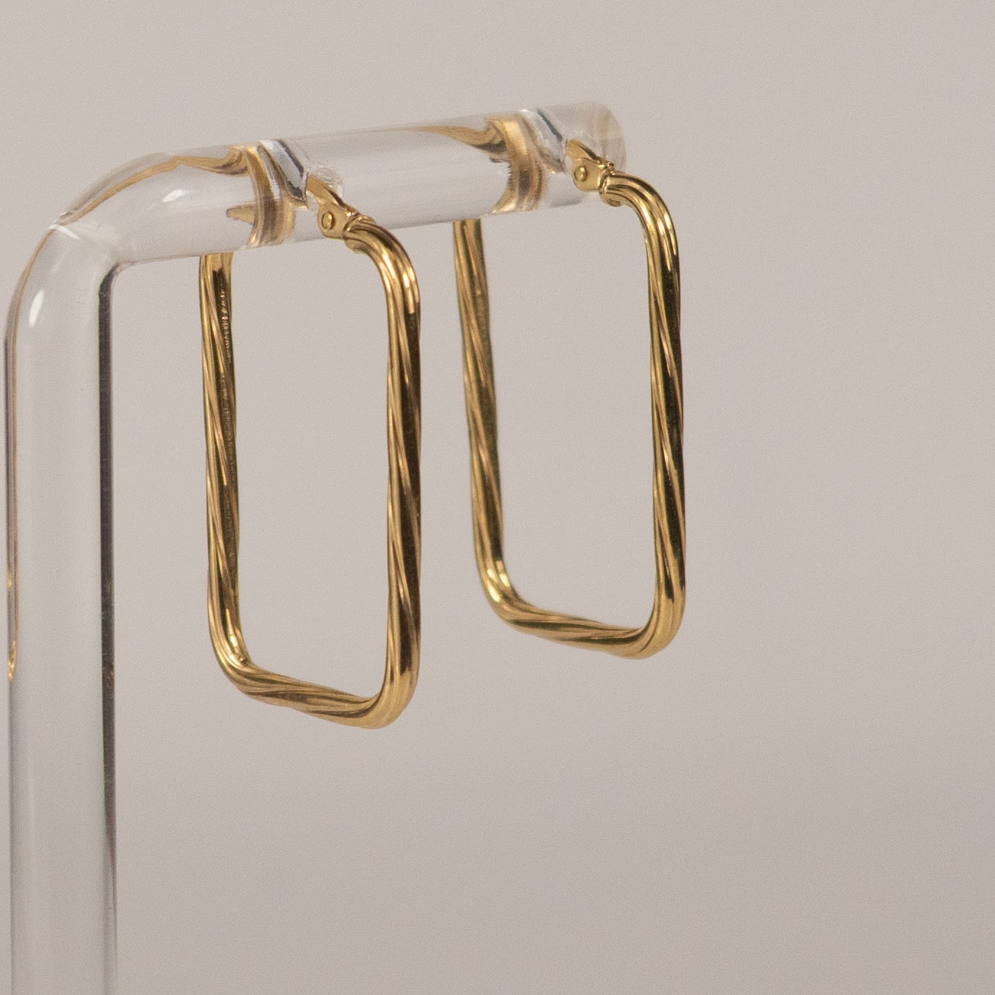 9ct Yellow Gold Twisted Rectangle Hoop Earrings