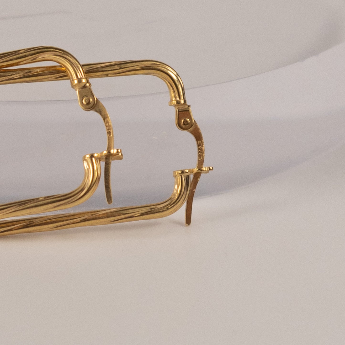 9ct Yellow Gold Twisted Rectangle Hoop Earrings