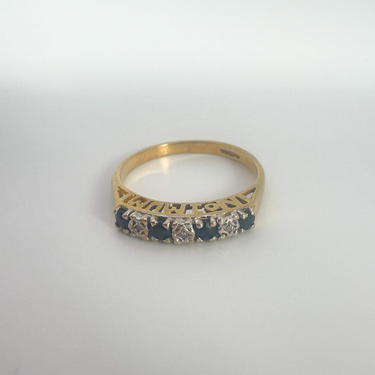 9ct Yellow Gold Sapphire and Diamond Mum Ring