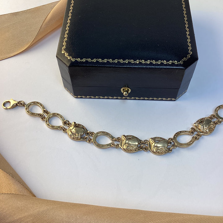 9ct Yellow Gold Fancy Horseshoe Bracelet - 7 Inch