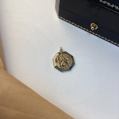 9ct Yellow Gold St Christopher Pendant / Charm