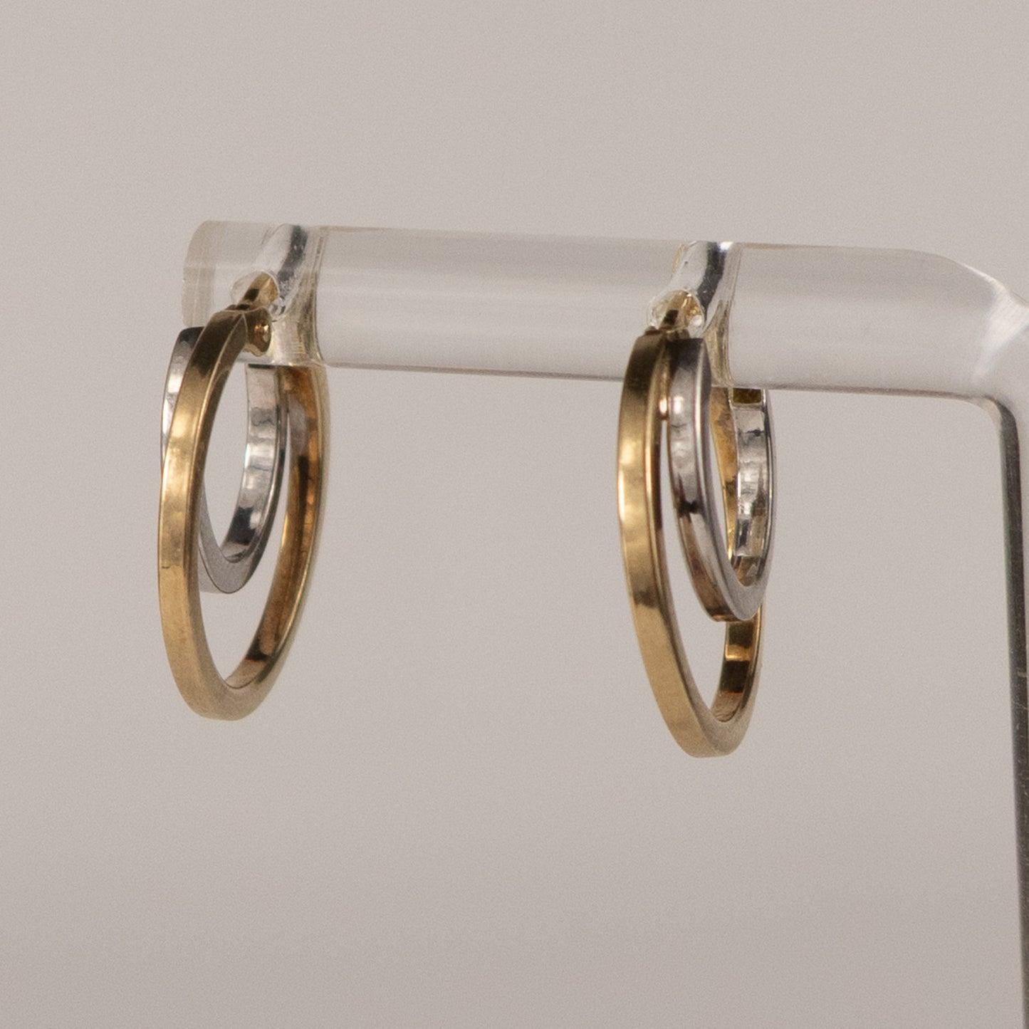 9ct Yellow Gold Two-Tone Double Hoop Earrings 1.7cm