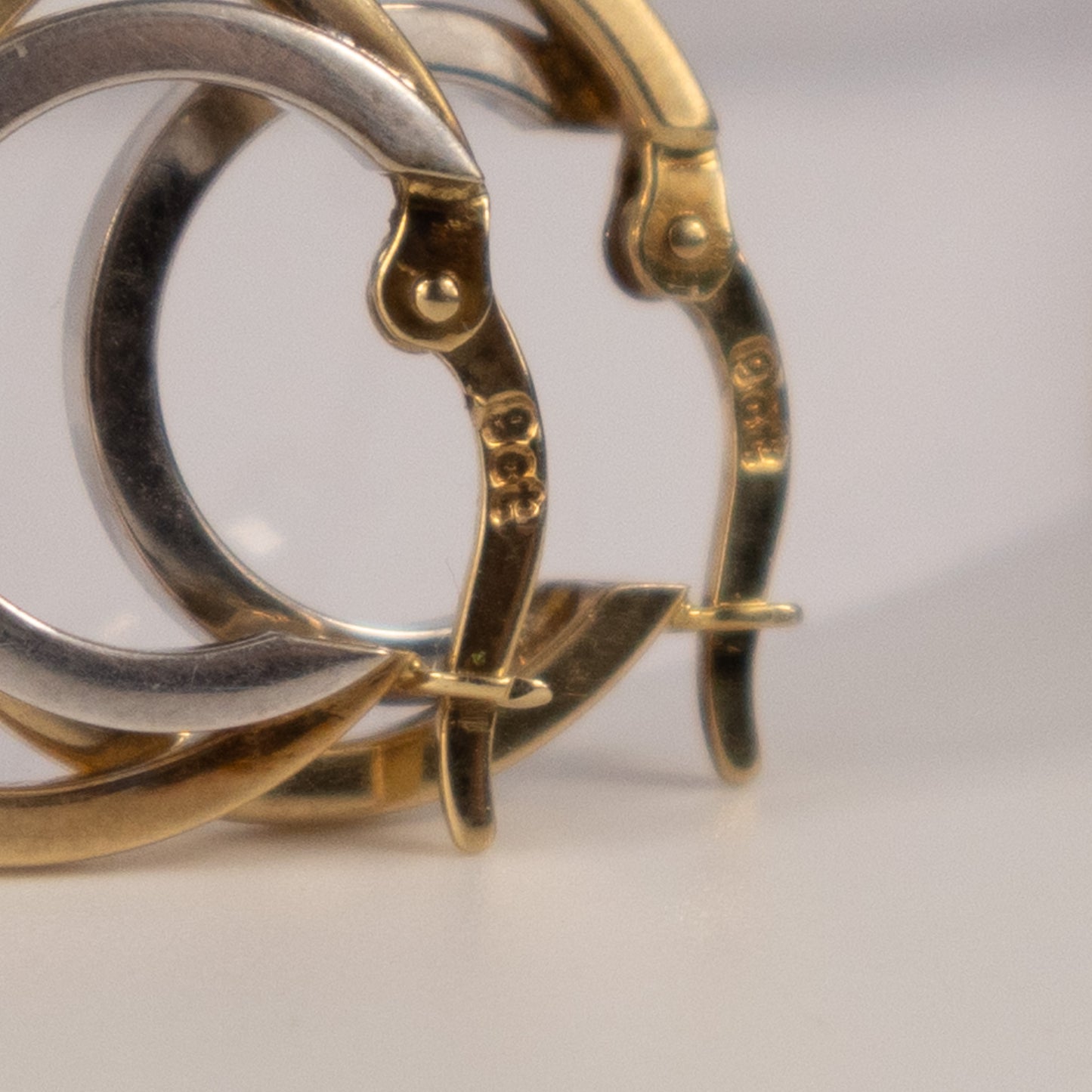9ct Yellow Gold Two-Tone Double Hoop Earrings 1.7cm