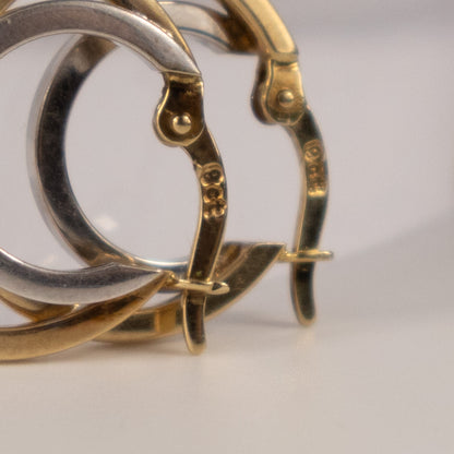 9ct Yellow Gold Two-Tone Double Hoop Earrings 1.7cm