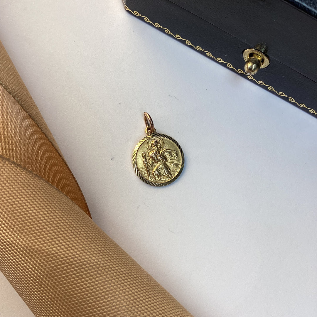 9ct Yellow Gold St Christopher Pendant / Charm