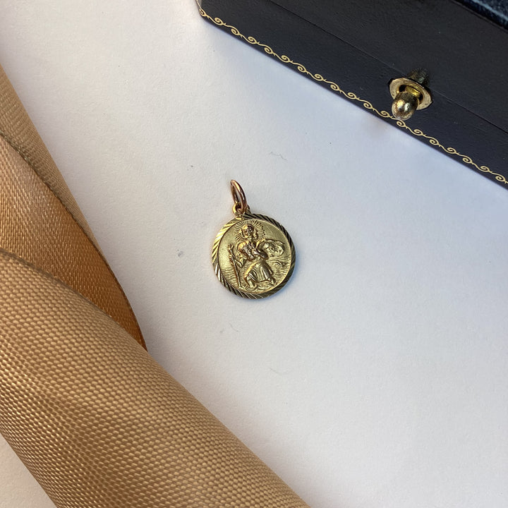 9ct Yellow Gold St Christopher Pendant / Charm