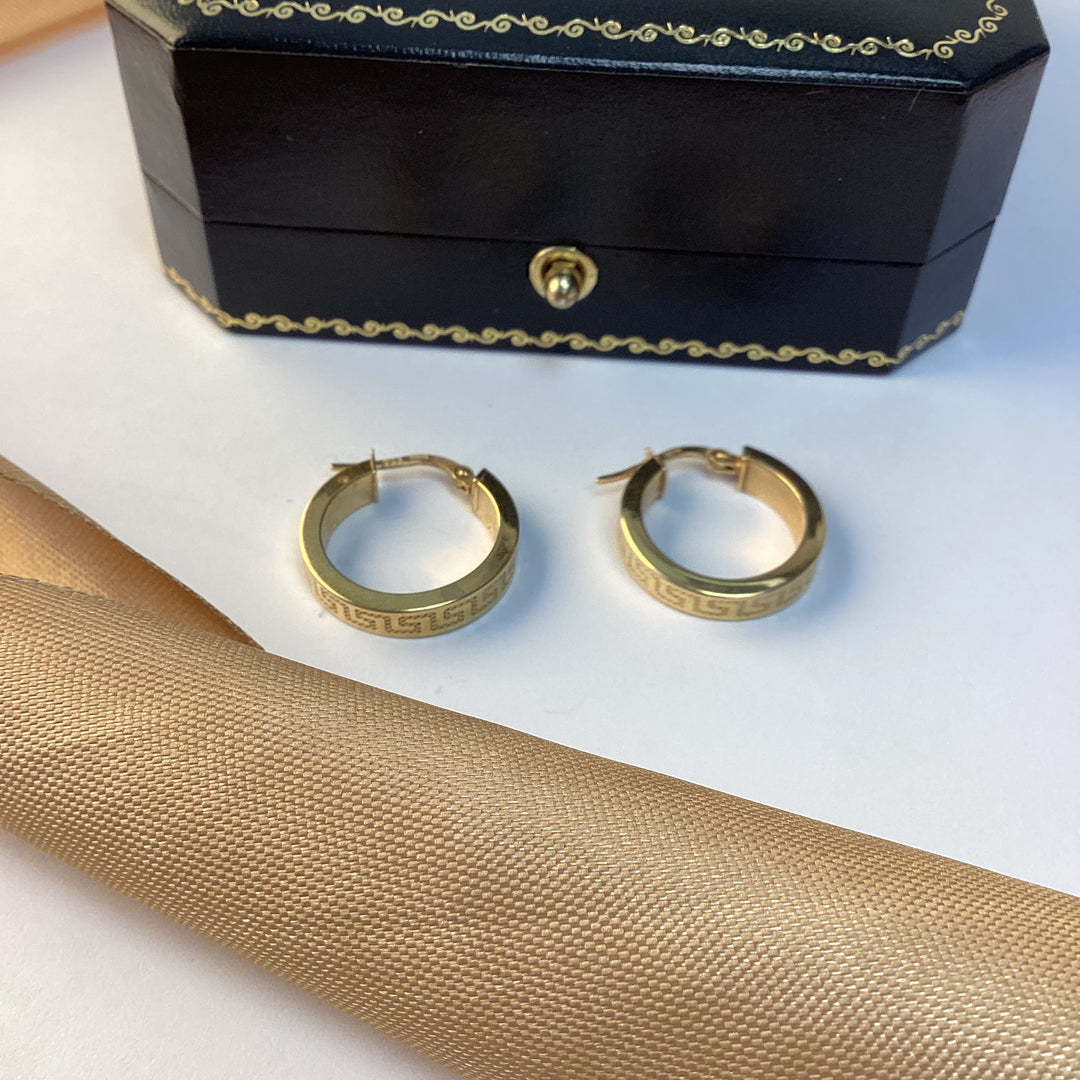 9ct Yellow Gold Greek Link Earrings