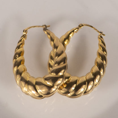 9ct Yellow Gold Chunky Twisted Hoop Earrings