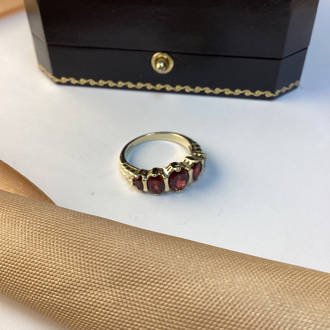 9ct Yellow Gold Garnet Dress Eternity Ring