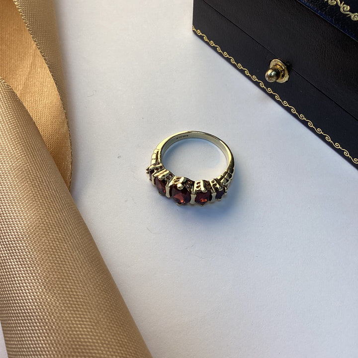 9ct Yellow Gold Garnet Dress Eternity Ring