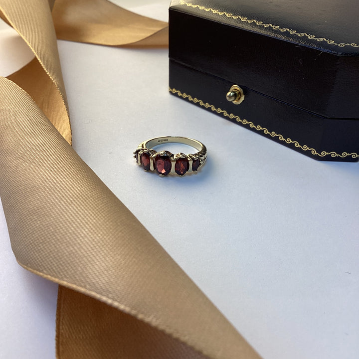 9ct Yellow Gold Garnet Dress Eternity Ring