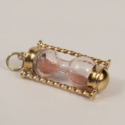 9ct Yellow Gold Mini Hourglass Charm with Pink Sand