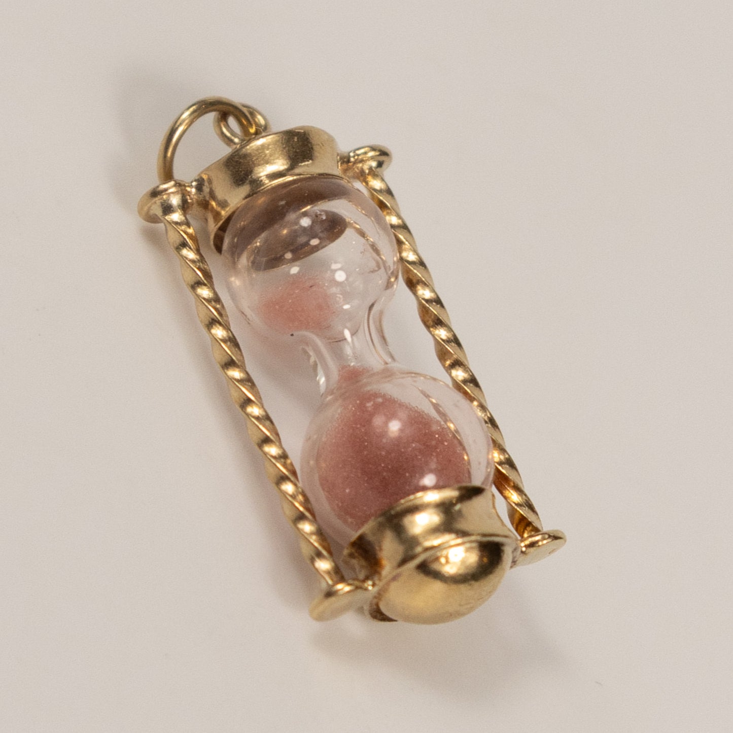 9ct Yellow Gold Mini Hourglass Charm with Pink Sand