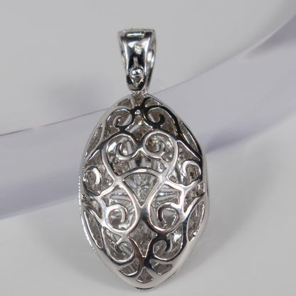 9ct White Gold Marquise Pendant with Cubic Zirconia