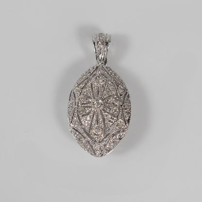 9ct White Gold Marquise Pendant with Cubic Zirconia