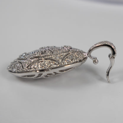 9ct White Gold Marquise Pendant with Cubic Zirconia