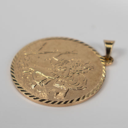9ct Yellow Gold St Christopher Medallion Pendant 25mm