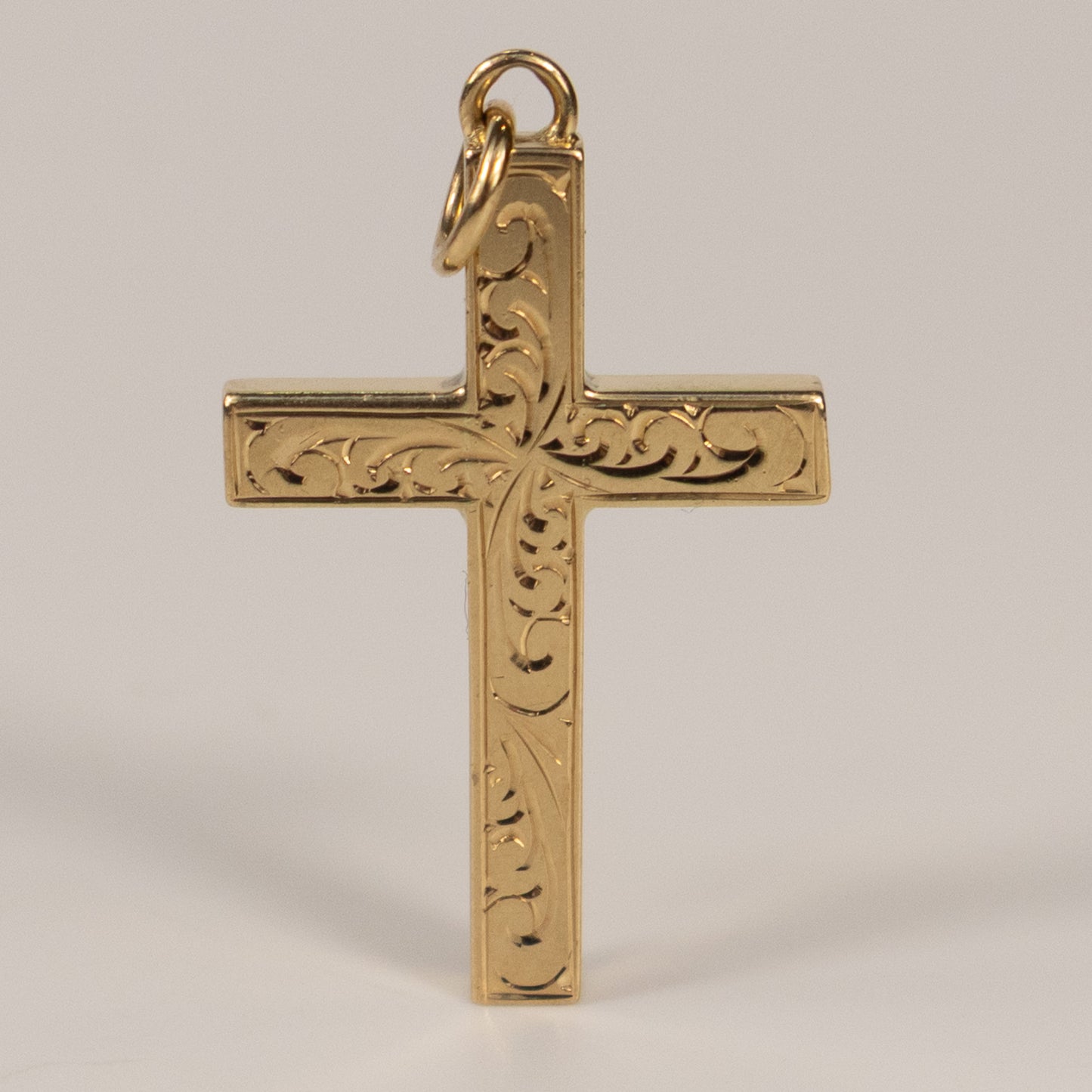 9ct Yellow Gold Engraved Cross Pendant