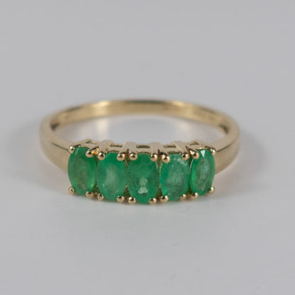 9ct Yellow Gold Five-Stone Emerald Ring
