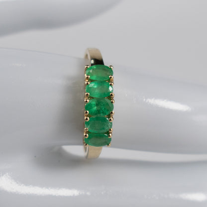 9ct Yellow Gold Five-Stone Emerald Ring