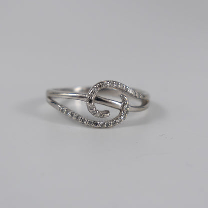 9ct White Gold Twist Ring with Diamond Accents