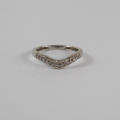 9ct White Gold 0.20ct Diamond Wishbone Ring