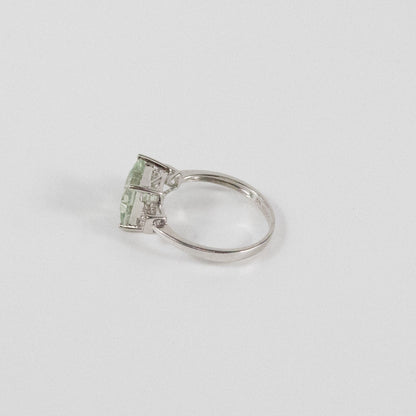 Second-Hand 9ct White Gold Green Amethyst & Diamond Ring – 0.36ct