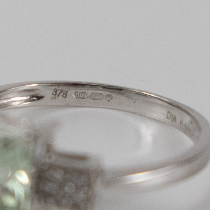 Second-Hand 9ct White Gold Green Amethyst & Diamond Ring – 0.36ct