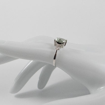 Second-Hand 9ct White Gold Green Amethyst & Diamond Ring – 0.36ct