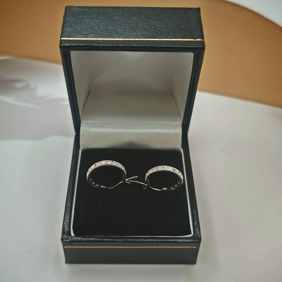 Sterling Silver CZ Hoop Earrings, photograph 1 of 6. SKU SIL-18/2.