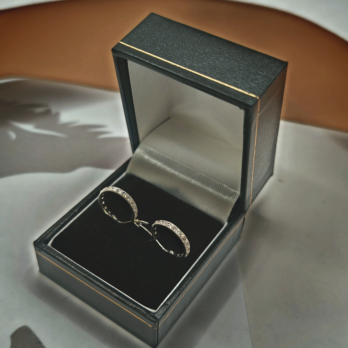 Sterling Silver CZ Hoop Earrings, photograph 3 of 6. SKU SIL-18/2.