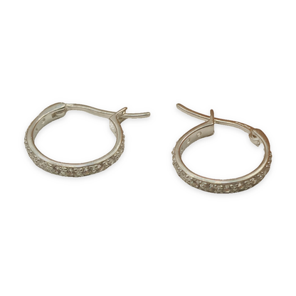 Sterling Silver CZ Hoop Earrings, photograph 4 of 6. SKU SIL-18/2.