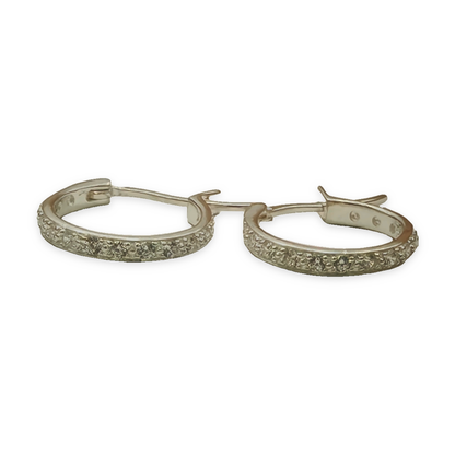 Sterling Silver CZ Hoop Earrings, photograph 5 of 6. SKU SIL-18/2.