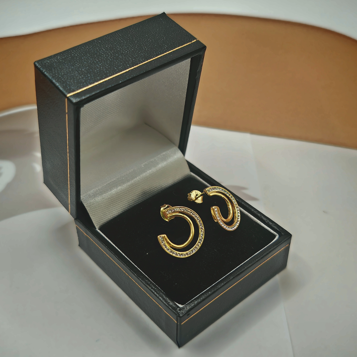 Sterling Silver CZ Earring 15mm, photograph 2 of 6. SKU SIL-36.