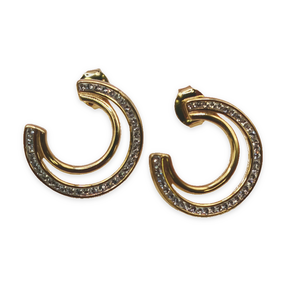 Sterling Silver CZ Earring 15mm, photograph 4 of 6. SKU SIL-36.