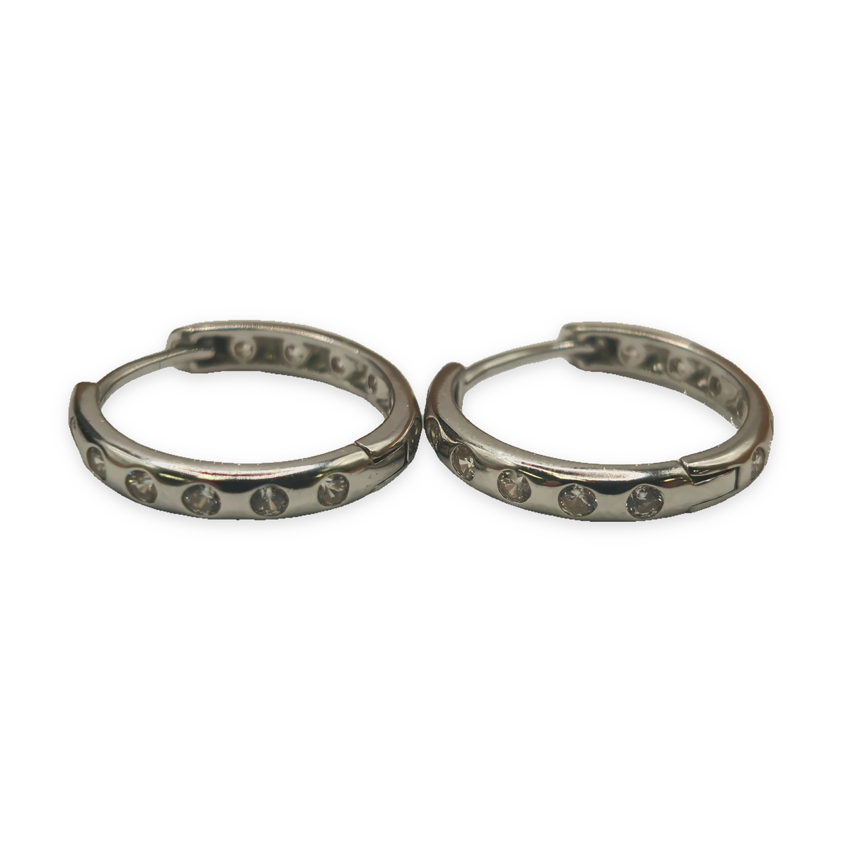 Sterling Silver CZ Hoop Earrings - Elegant Design, photograph 4 of 6. SKU SIL-21.