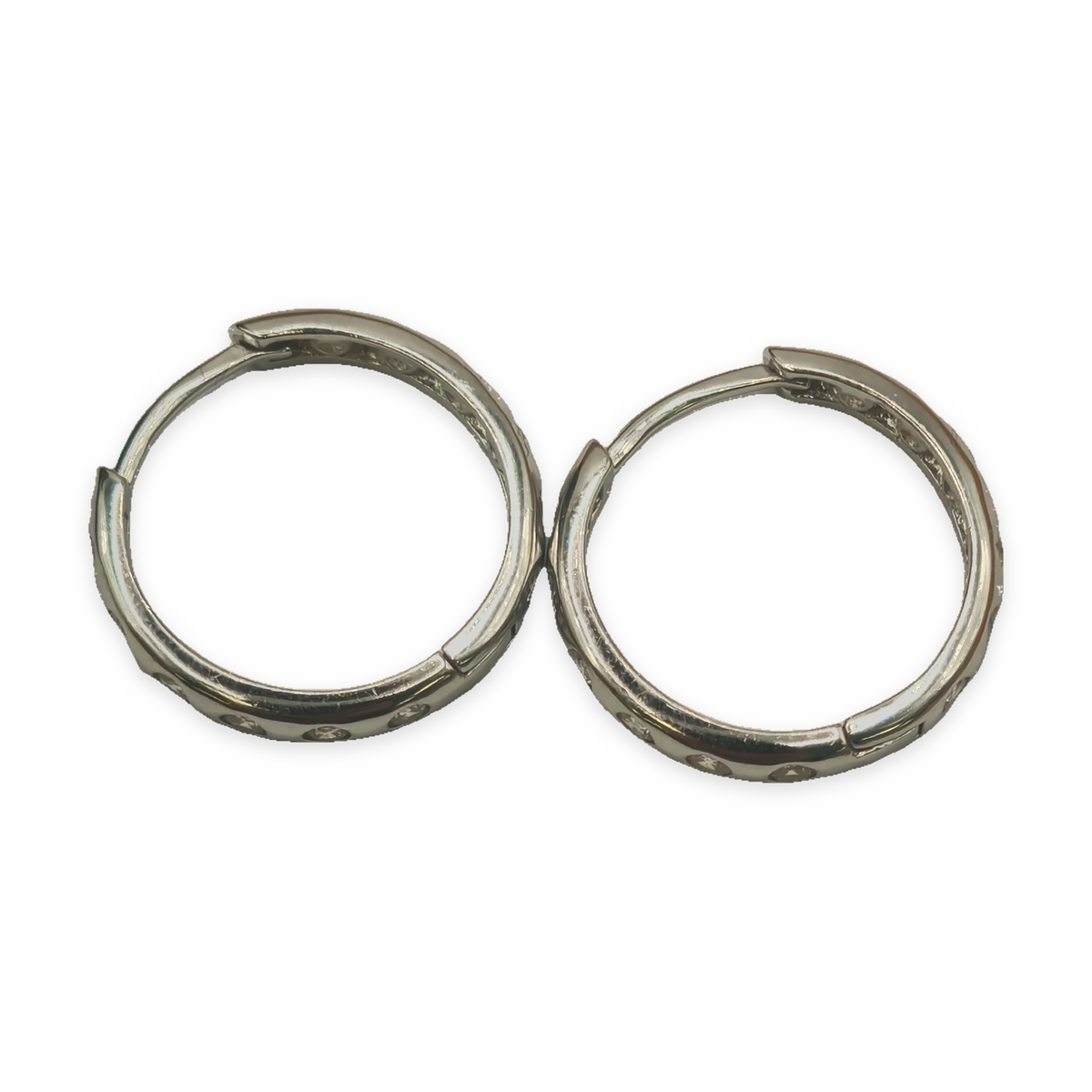 Sterling Silver CZ Hoop Earrings - Elegant Design, photograph 5 of 6. SKU SIL-21.