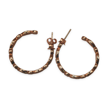 Sterling Silver Rose Gold Tone CZ Hoop Earrings, photograph 5 of 6. SKU SIL-23.
