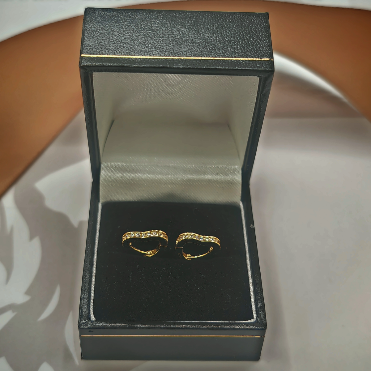 Sterling Silver Yellow CZ Heart-Shaped Earrings, photograph 1 of 6. SKU SIL-24.