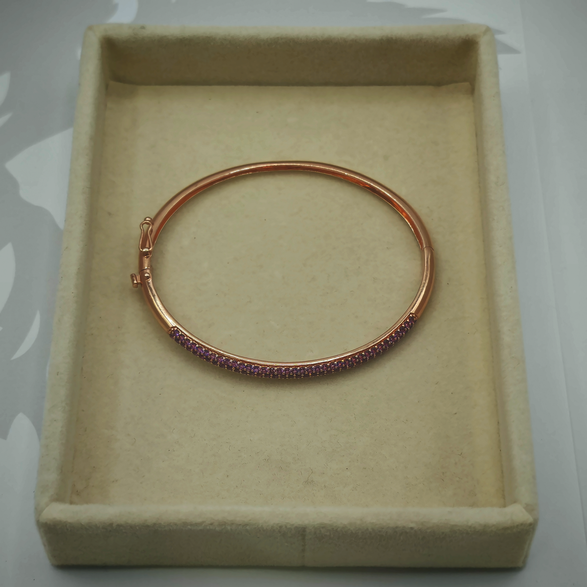 Sterling Silver Rose Gold Tone Bangle, photograph 1 of 8. SKU SIL-26.