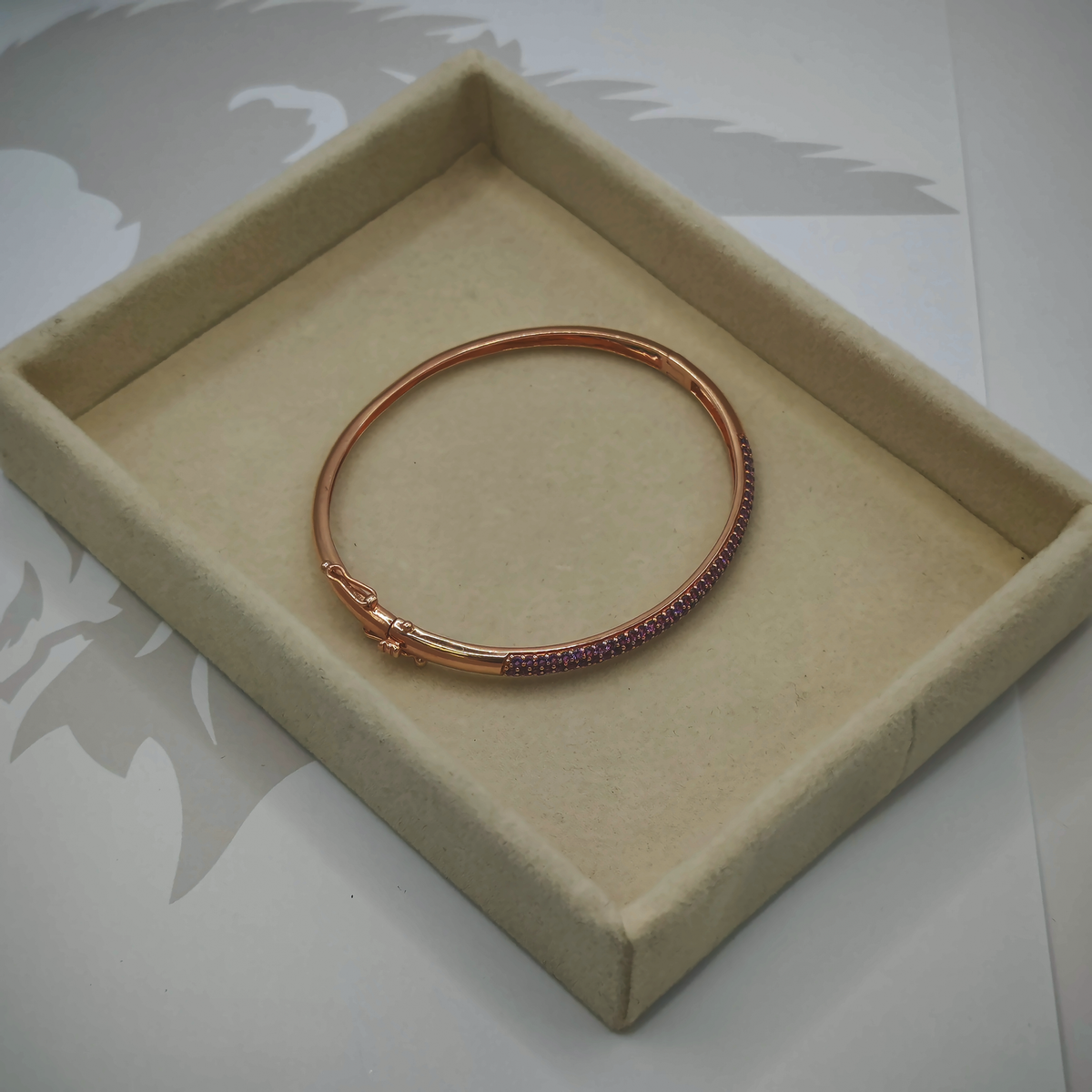 Sterling Silver Rose Gold Tone Bangle, photograph 2 of 8. SKU SIL-26.