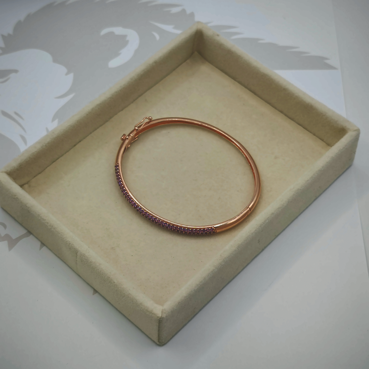 Sterling Silver Rose Gold Tone Bangle, photograph 3 of 8. SKU SIL-26.