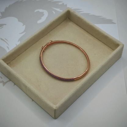 Sterling Silver Rose Gold Tone Bangle, photograph 3 of 8. SKU SIL-26.