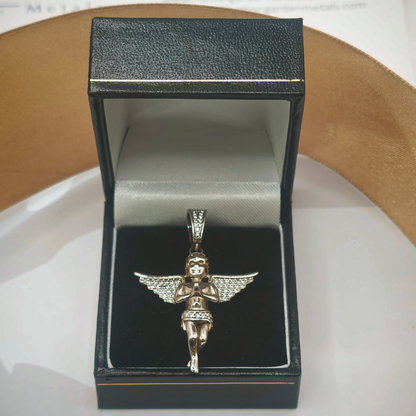 Sterling Silver CZ Angel Pendant, photograph 1 of 7. SKU SIL-28.
