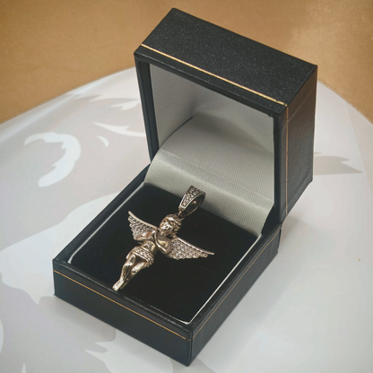 Sterling Silver CZ Angel Pendant, photograph 3 of 7. SKU SIL-28.
