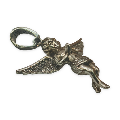 Sterling Silver CZ Angel Pendant, photograph 7 of 7. SKU SIL-28.